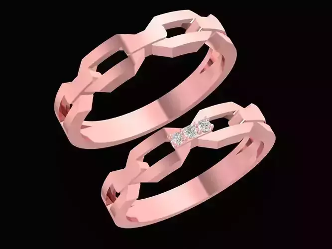 Modern Geometric Couple Ring Set for Jewelry 1517 