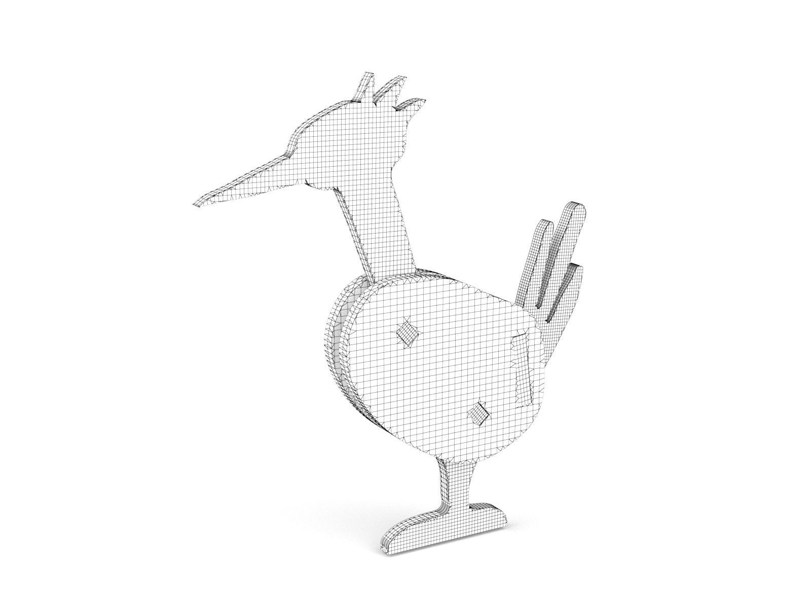 Wooden toy bird 3D model_1