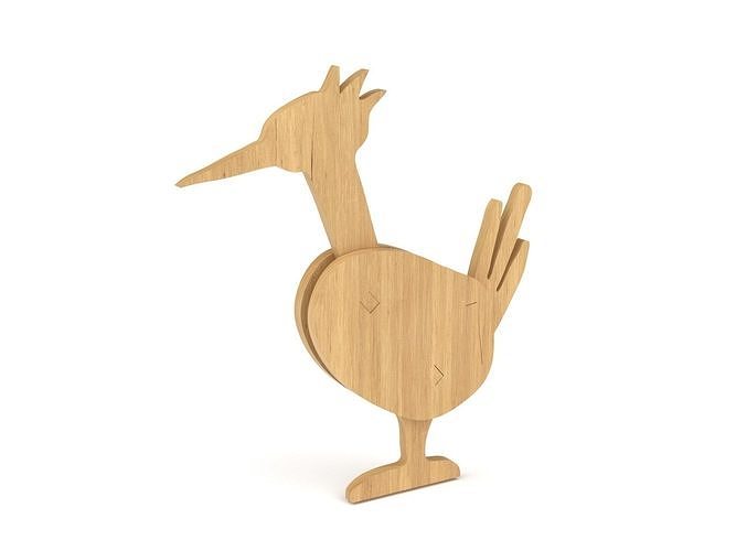 Wooden toy bird 3D model