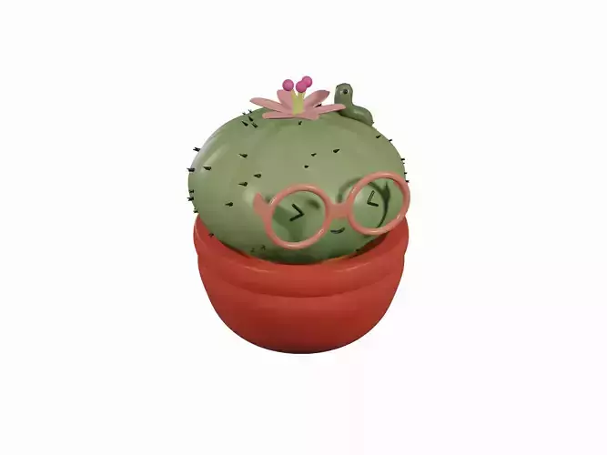 Creative concept of cactus with glasses in flower pot