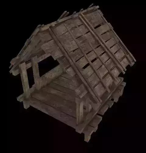 Wood Flat House Free low-poly 3D model