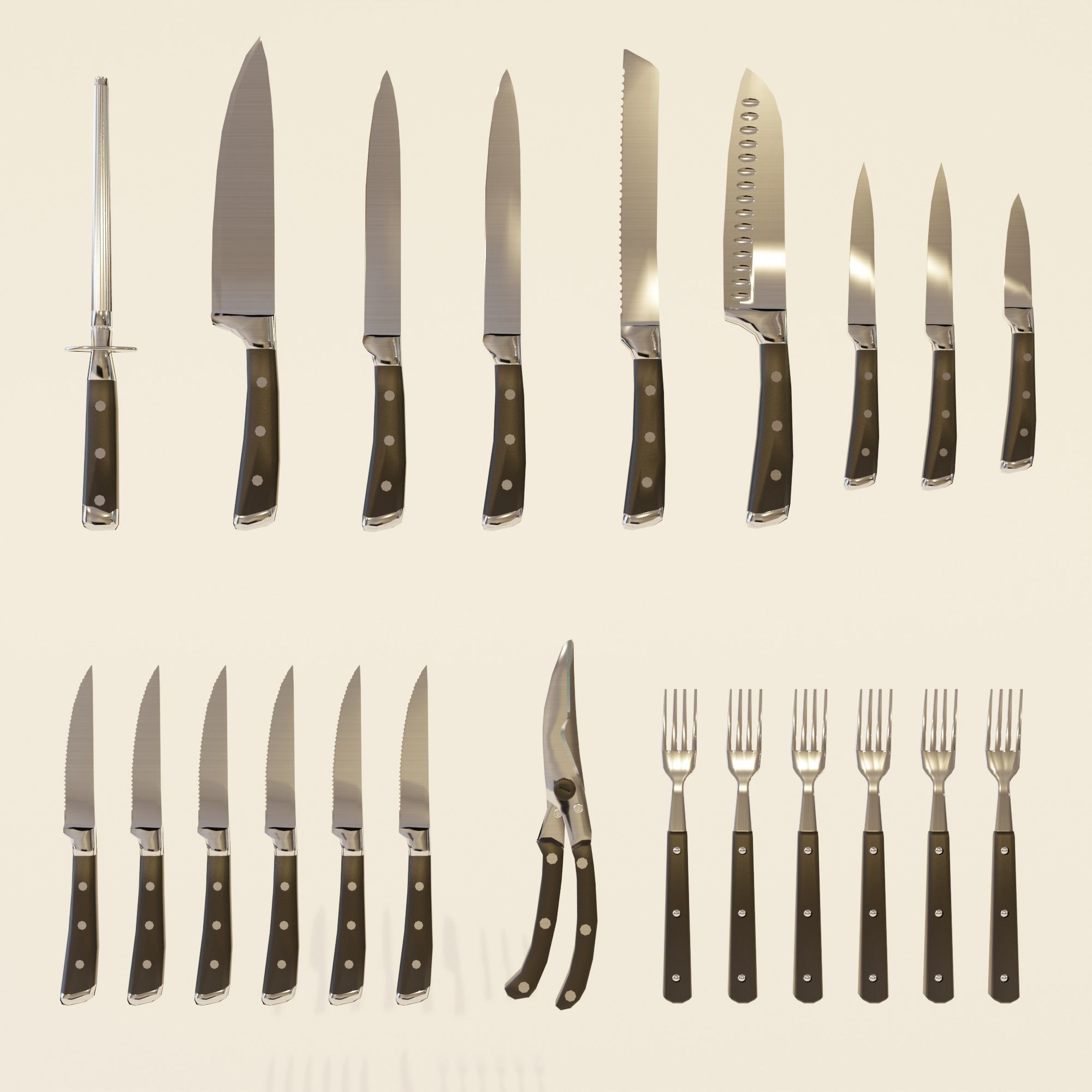 Low Poly Kitchen Utensils Pack Free low-poly 3D model_2