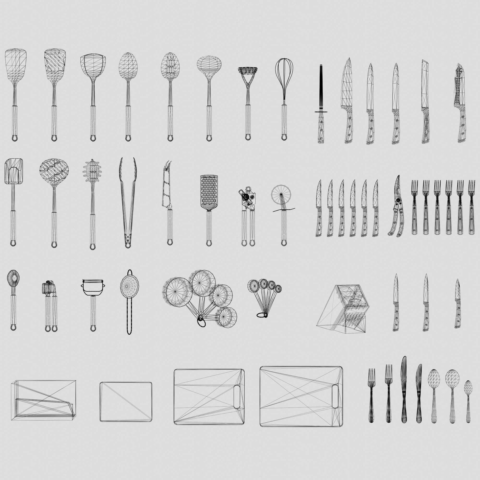 Low Poly Kitchen Utensils Pack Free low-poly 3D model_7