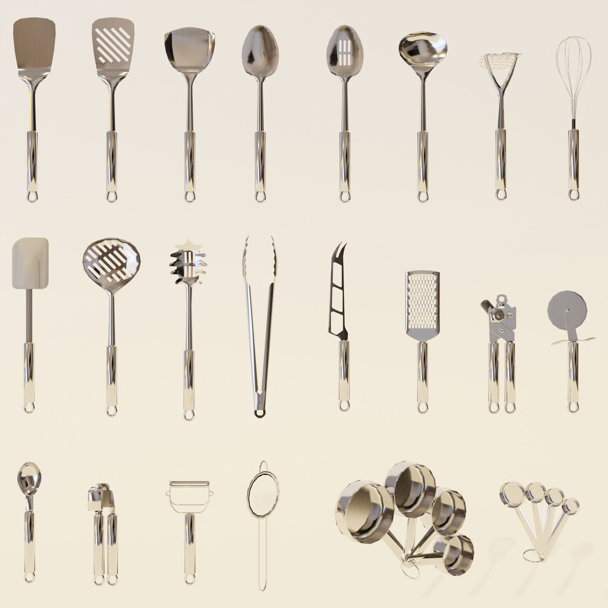 Low Poly Kitchen Utensils Pack Free low-poly 3D model_1
