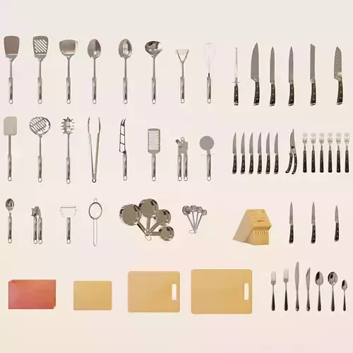 Low Poly Kitchen Utensils Pack Free low-poly 3D model