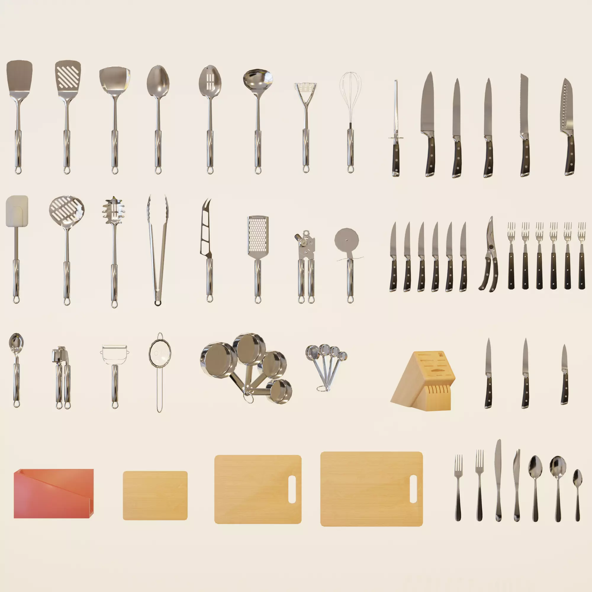 Low Poly Kitchen Utensils Pack Free low-poly 3D model_0