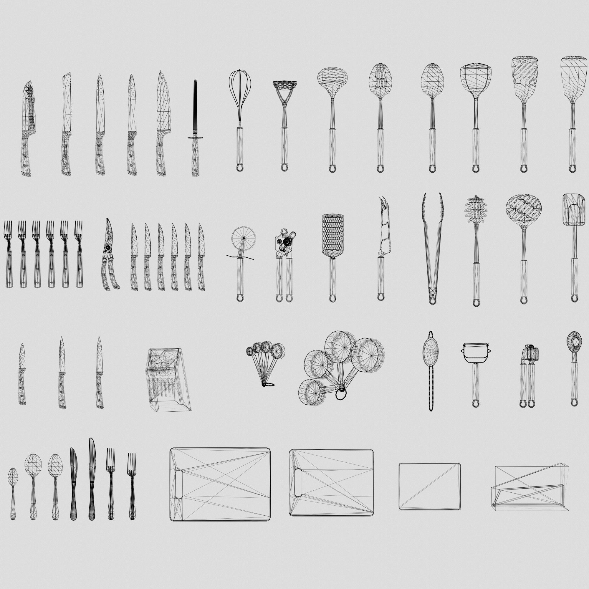 Low Poly Kitchen Utensils Pack Free low-poly 3D model_6
