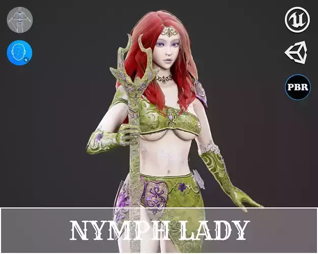 Nymph Lady - Game Ready Low-poly 3D model