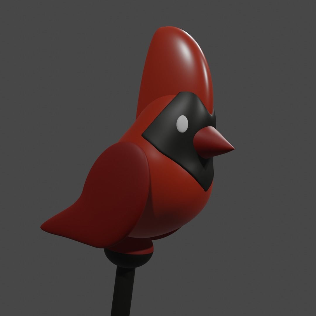 Lil Rascal red cardinal Hunter Staff Owl 3D print palisman 3D print model_3