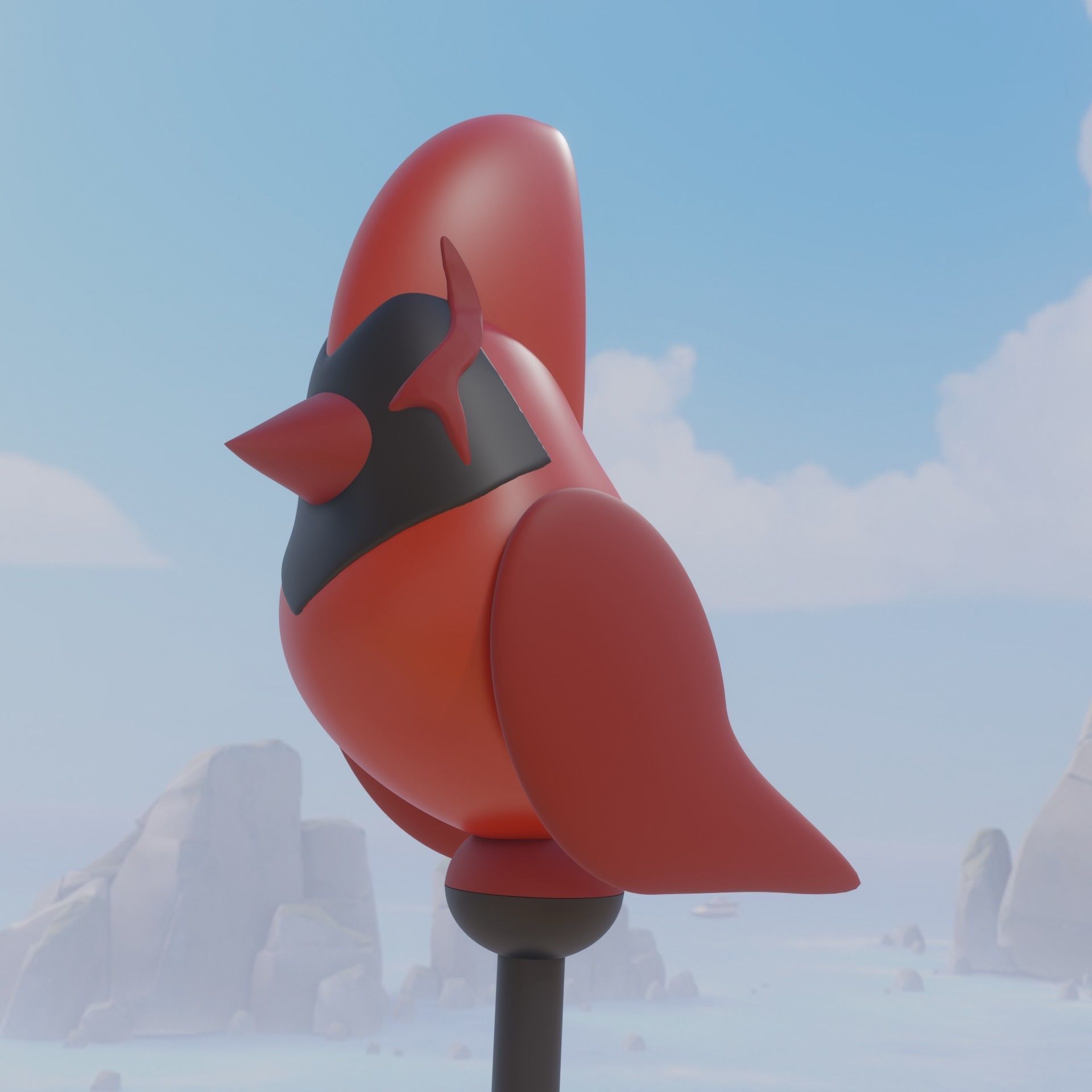 Lil Rascal red cardinal Hunter Staff Owl 3D print palisman 3D print model_2