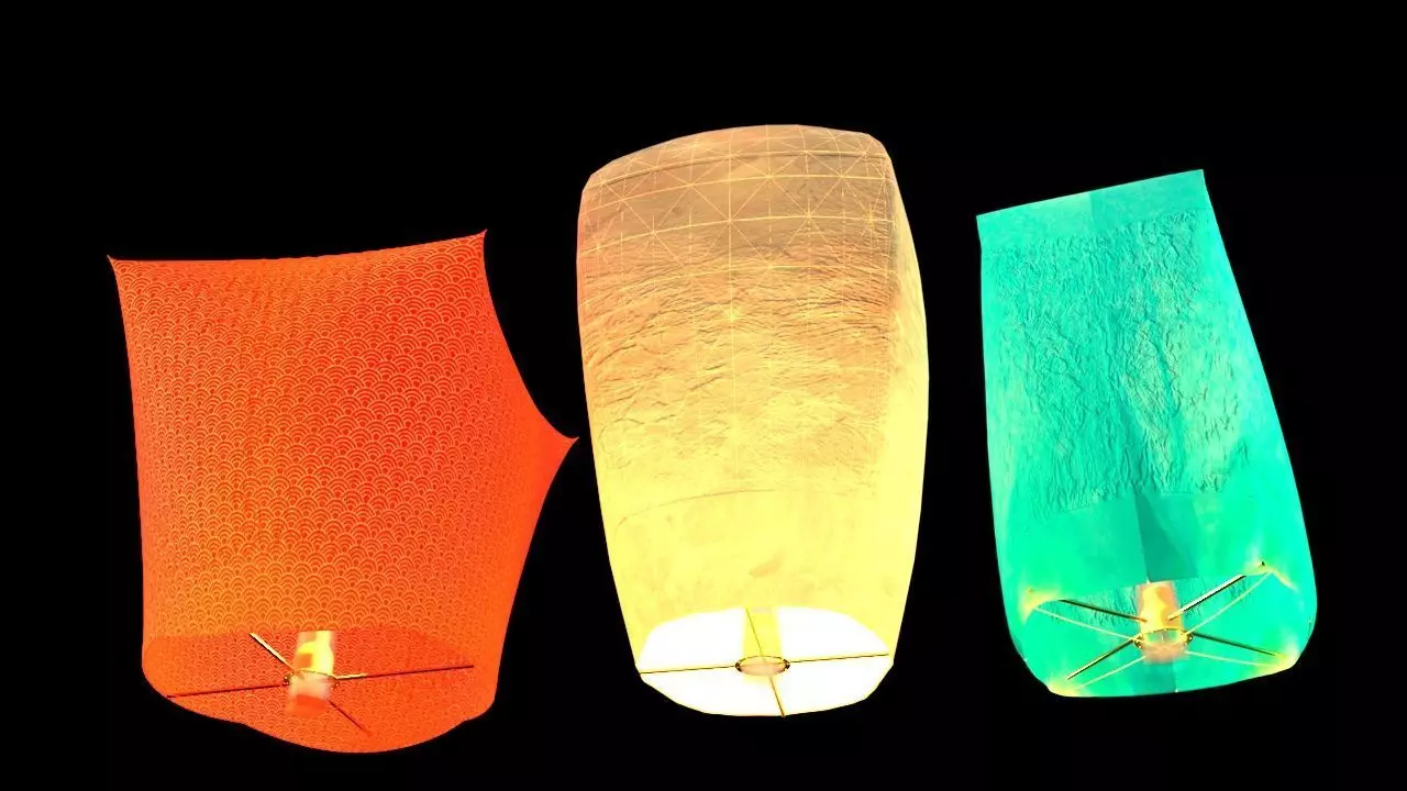 Chinese sky lantern 3D model_0