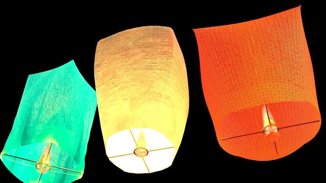 Chinese sky lantern 3D model_4