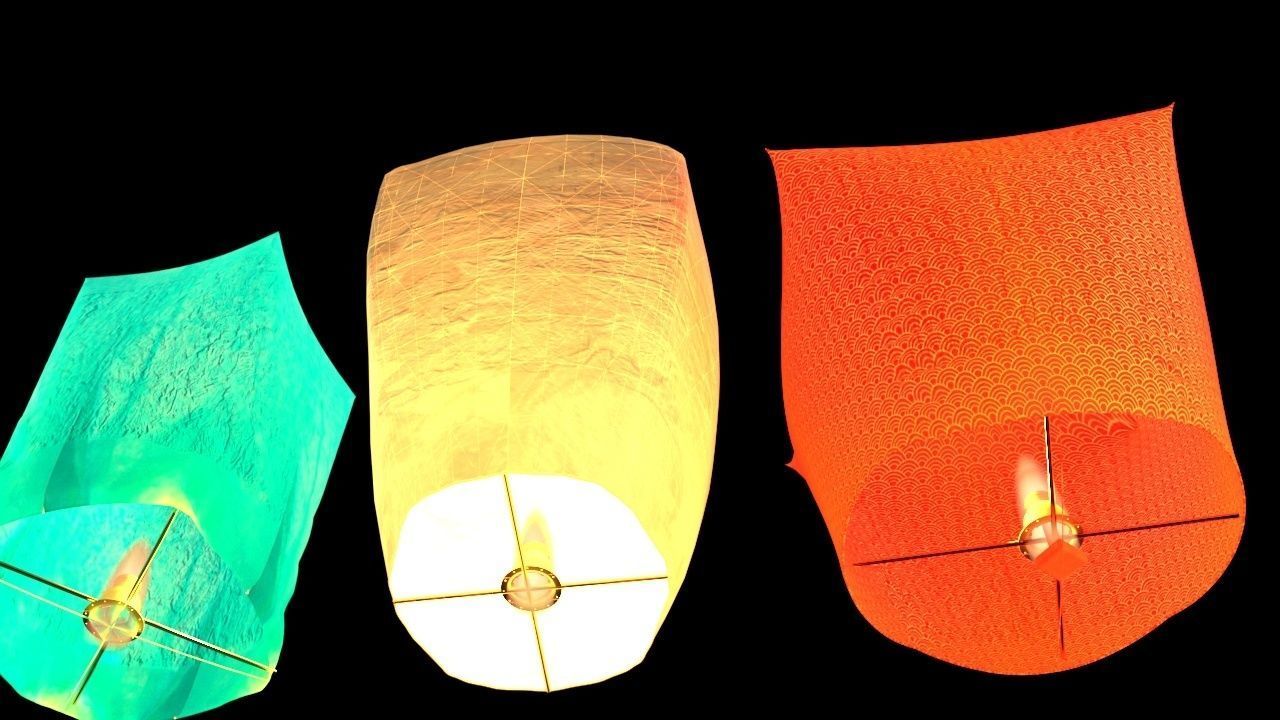 Chinese sky lantern 3D model_5