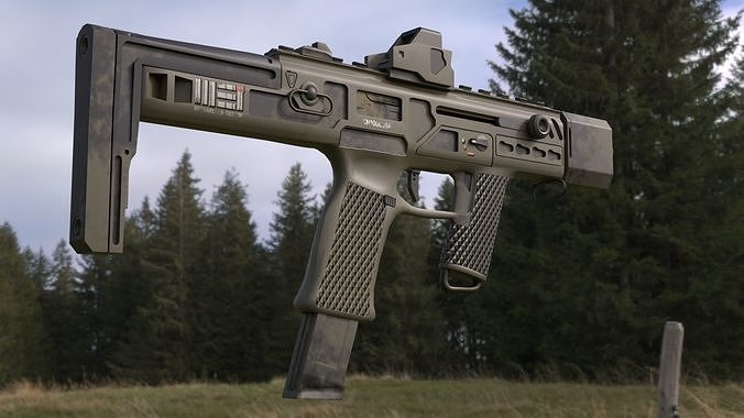 Submachine Gun ASC-19  Free low-poly 3D model