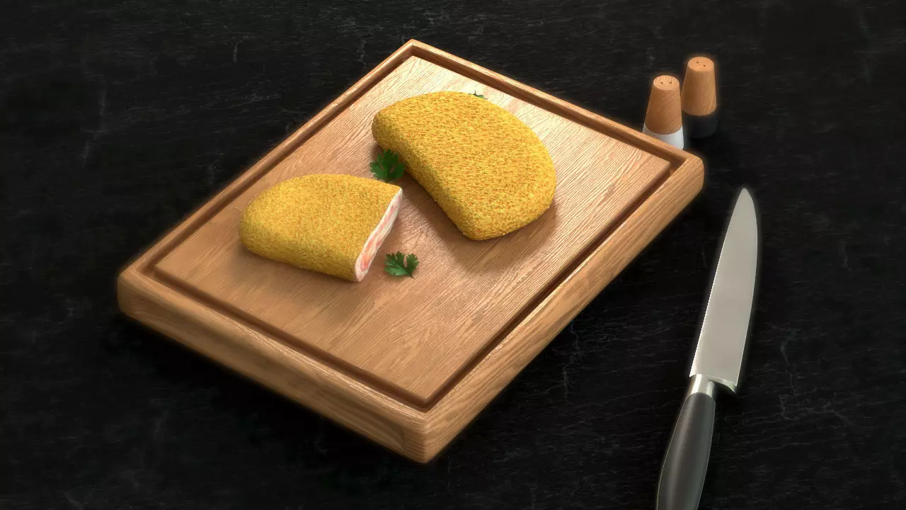 Cordon bleu Low-poly 3D model_0