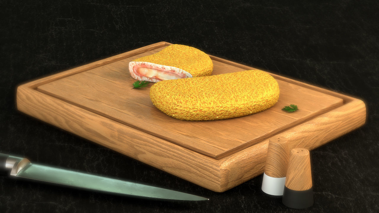 Cordon bleu Low-poly 3D model_1