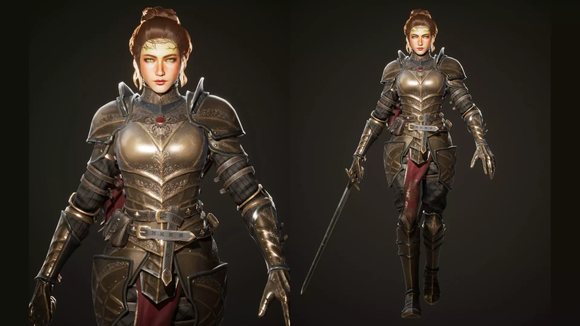 Sentinel Female Knight Character Low-poly 3D model