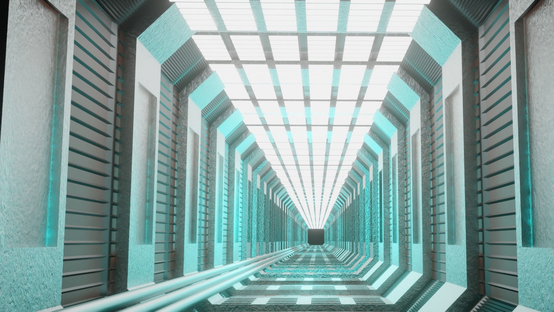 Sci-fi Hallway Design in Eevee 3D model_2