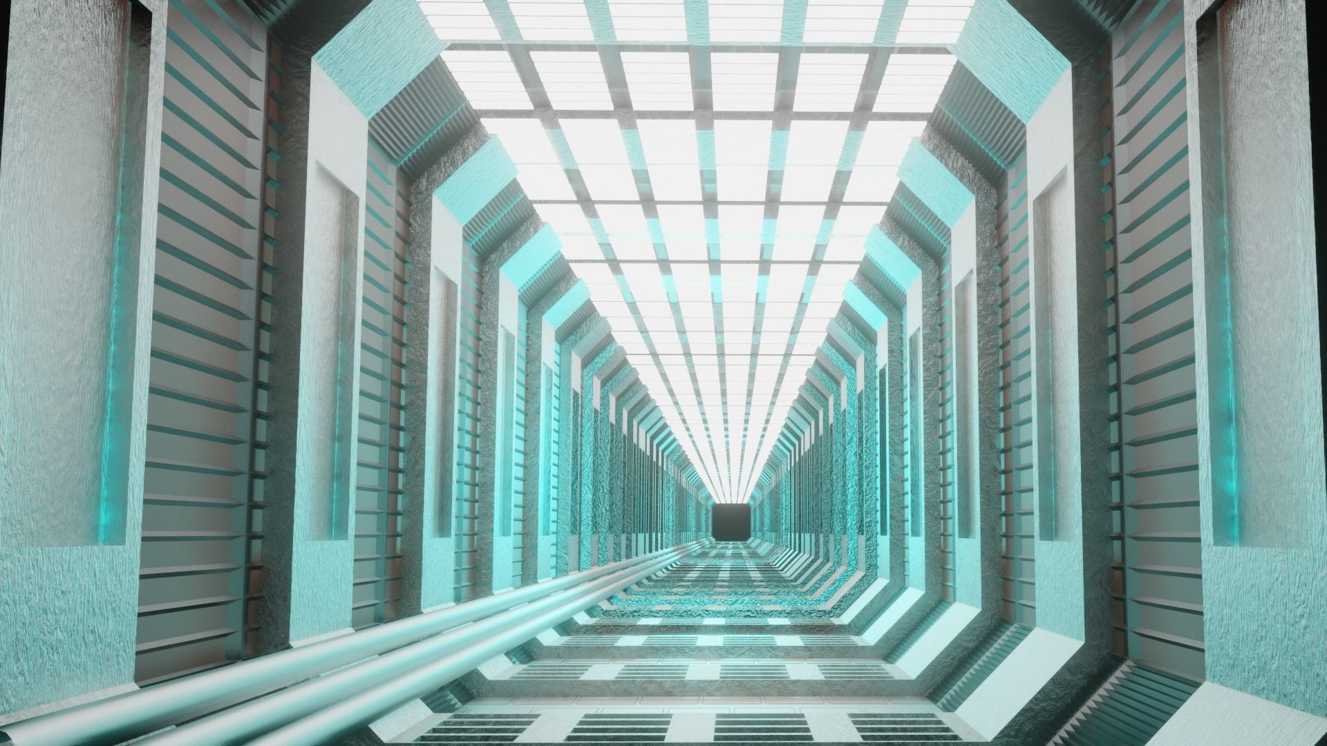 Sci-fi Hallway Design in Eevee 3D model_3