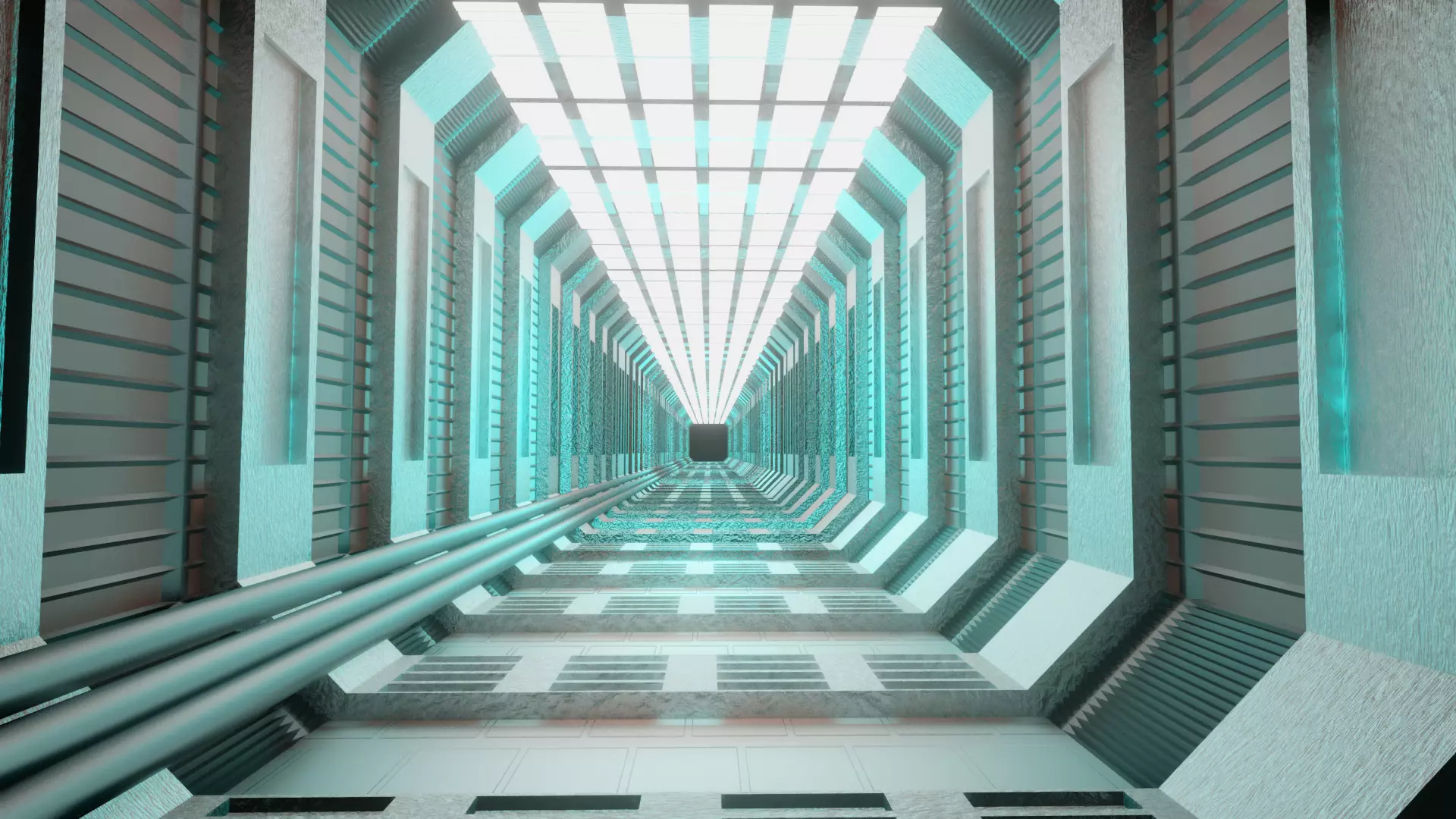 Sci-fi Hallway Design in Eevee 3D model_0