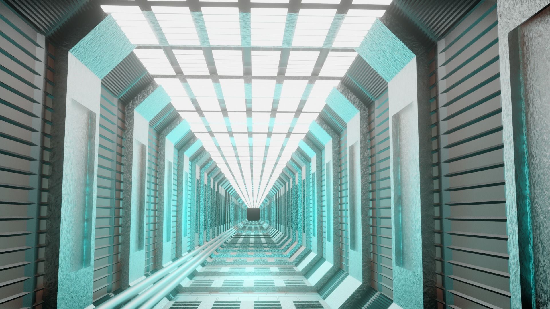 Sci-fi Hallway Design in Eevee 3D model_1