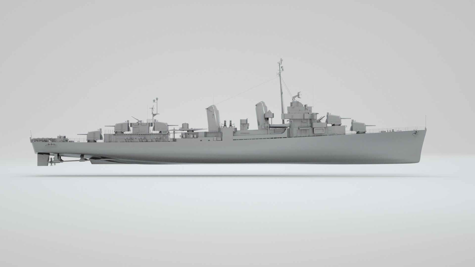 USS Kidd Destroyer DD-661 3D model_8
