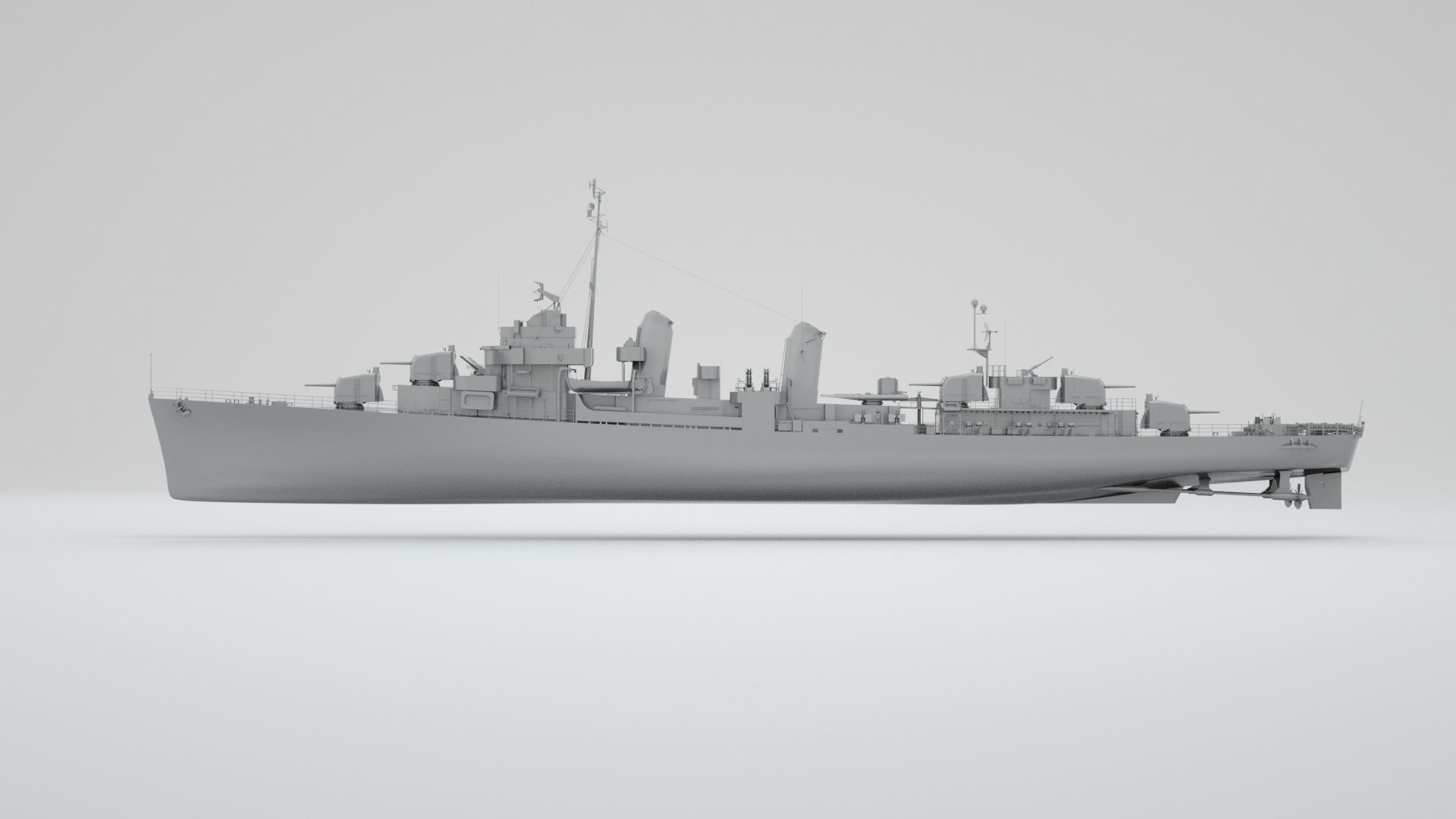 USS Kidd Destroyer DD-661 3D model_7