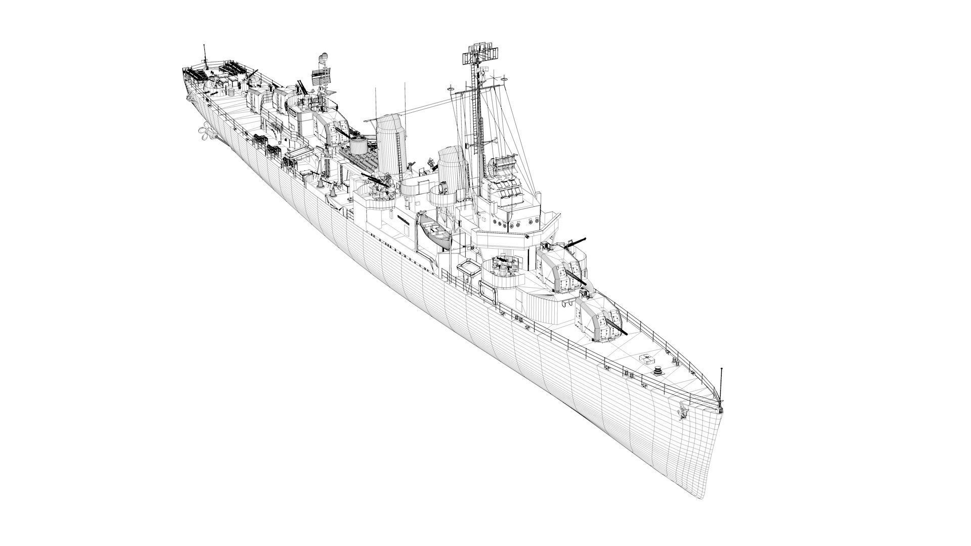 USS Kidd Destroyer DD-661 3D model_14