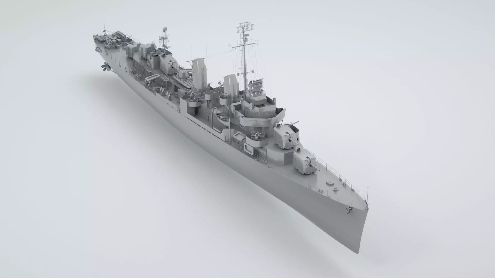 USS Kidd Destroyer DD-661 3D model_0
