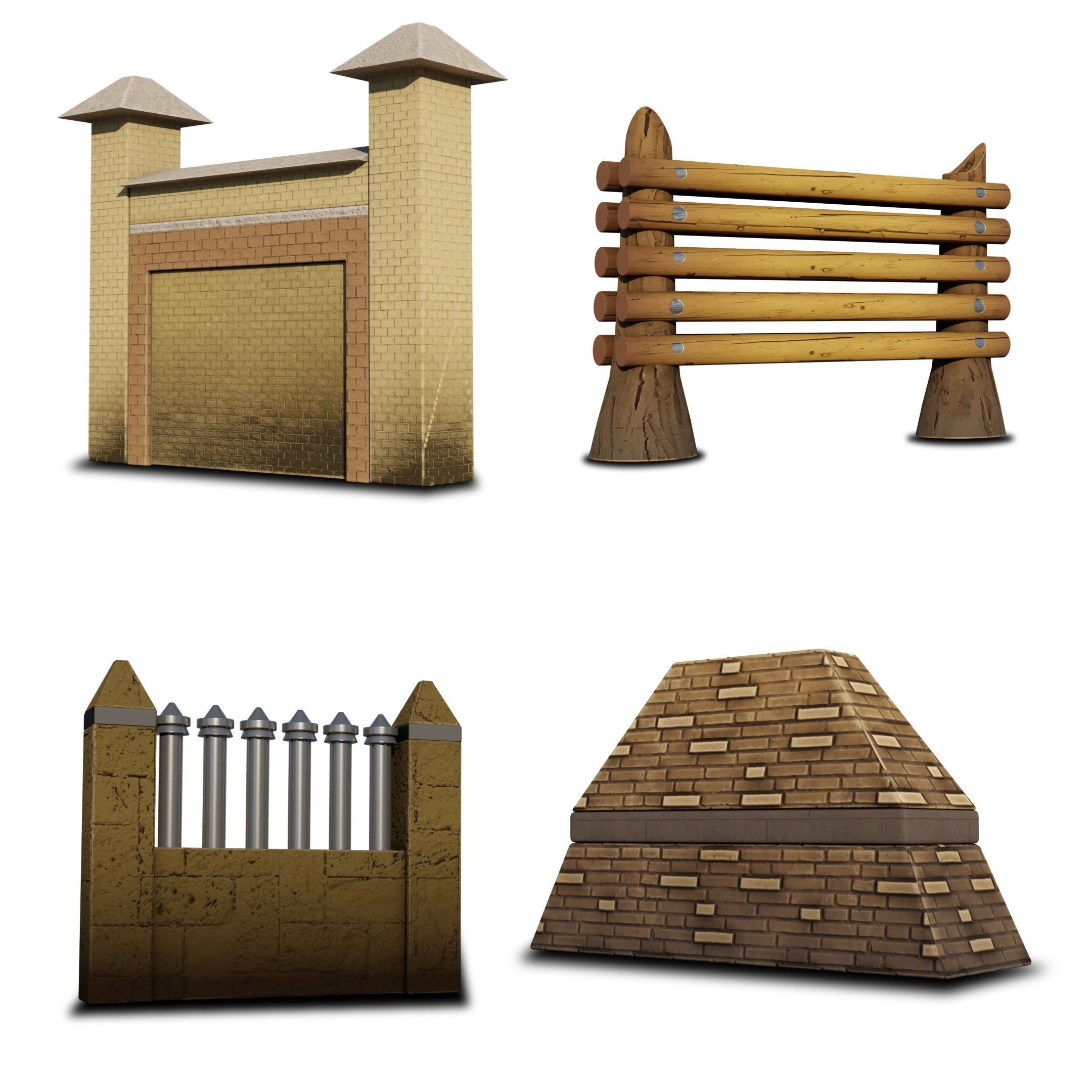 Stylized Walls Free low-poly 3D model_2