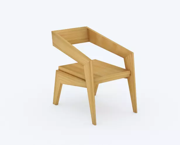Wooden Arm Chair   3D model_0
