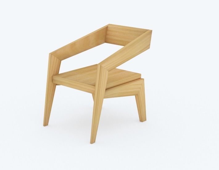 Wooden Arm Chair   3D model_3