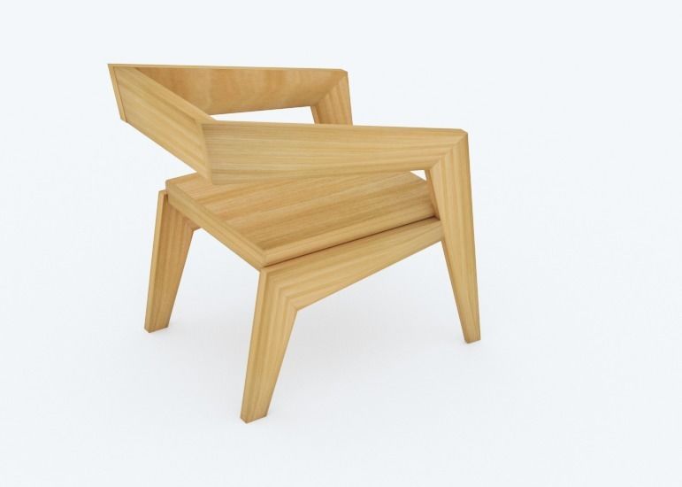 Wooden Arm Chair   3D model_7