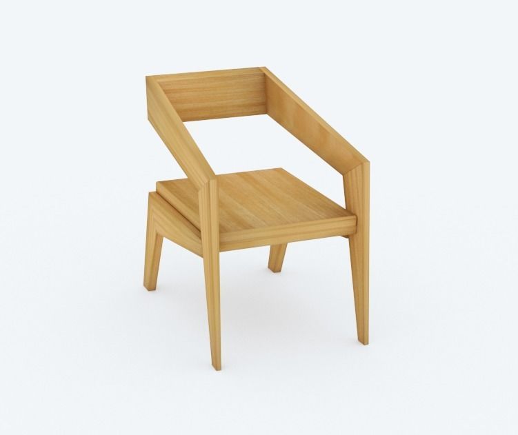 Wooden Arm Chair   3D model_4