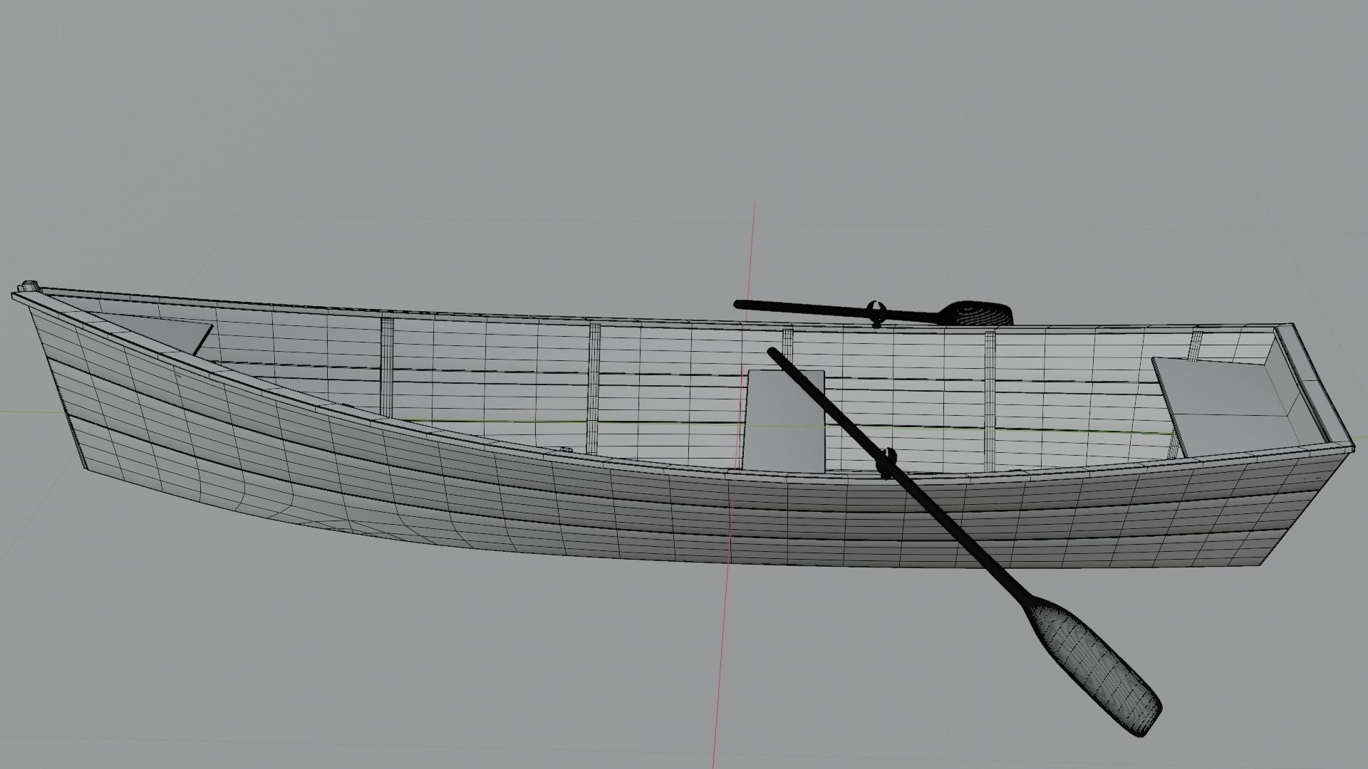 Wooden row boat 3D model_7