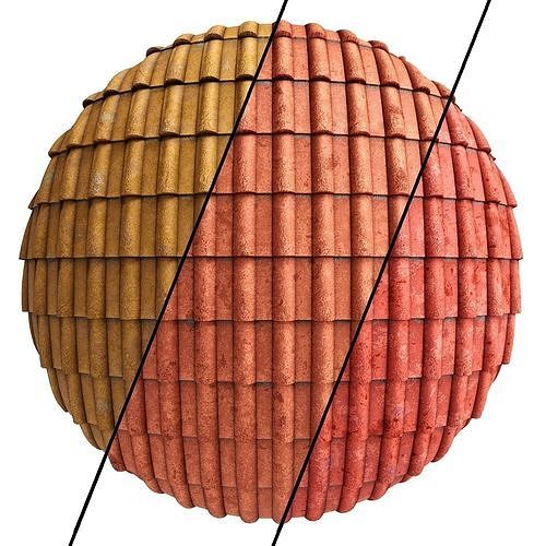 Roof Tile Materials 1- By 3 color Pbr By Sbsar 4k 3D model