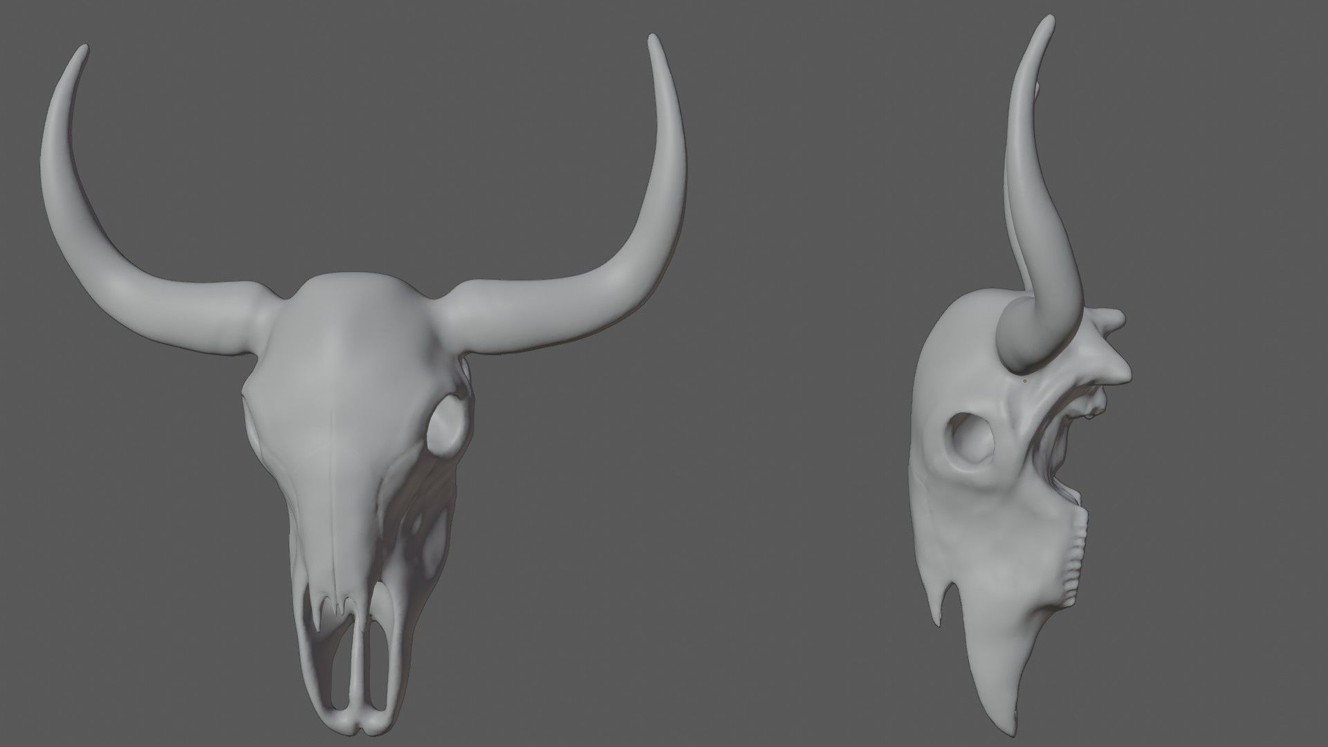 Cow skull Low-poly 3D model_5