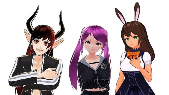 Anime Collection girl with bunny ears wearing dress 