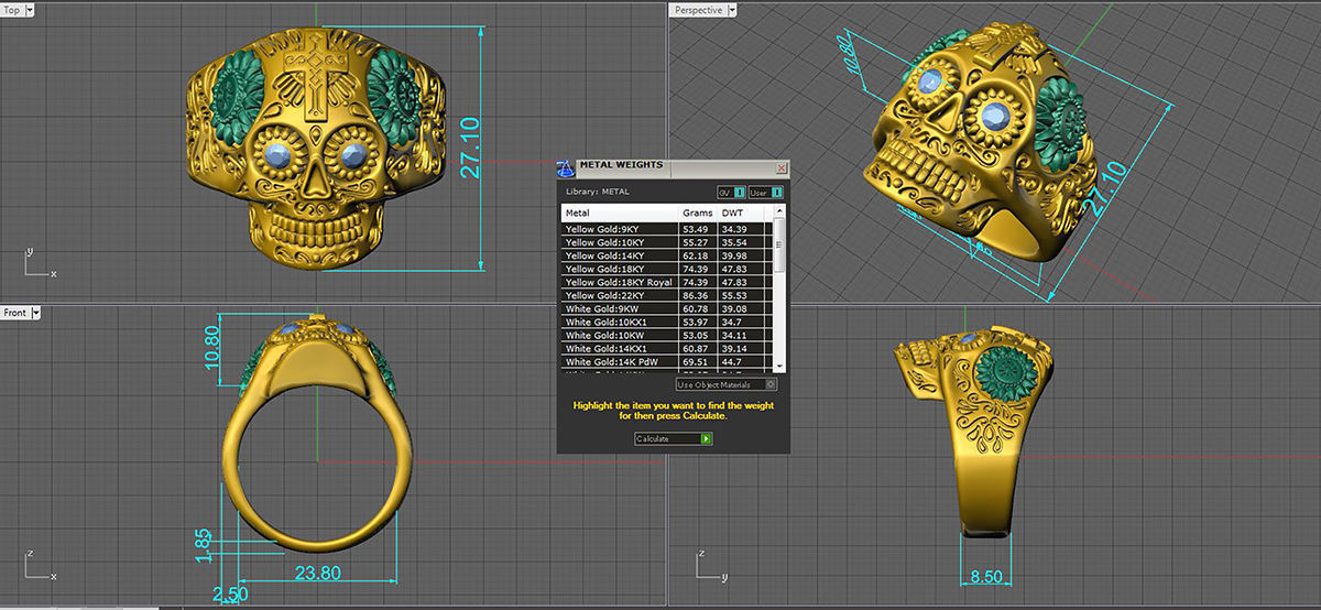 Skull ring 3DM STL OBJ model for 3D printing and CNC 3D print model_8