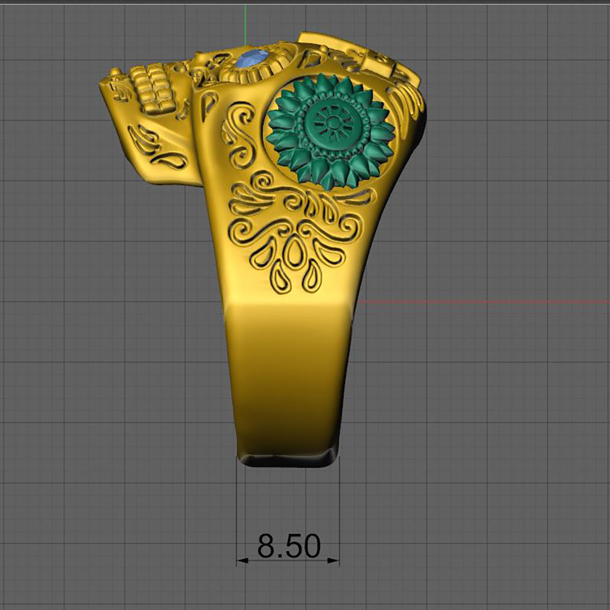 Skull ring 3DM STL OBJ model for 3D printing and CNC 3D print model_4