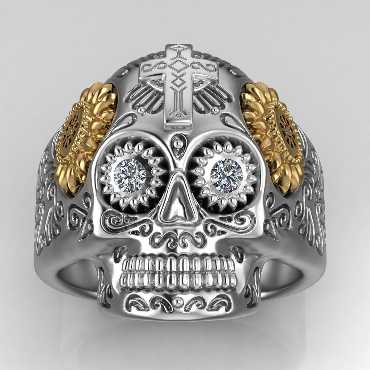 Skull ring 3DM STL OBJ model for 3D printing and CNC 3D print model_1