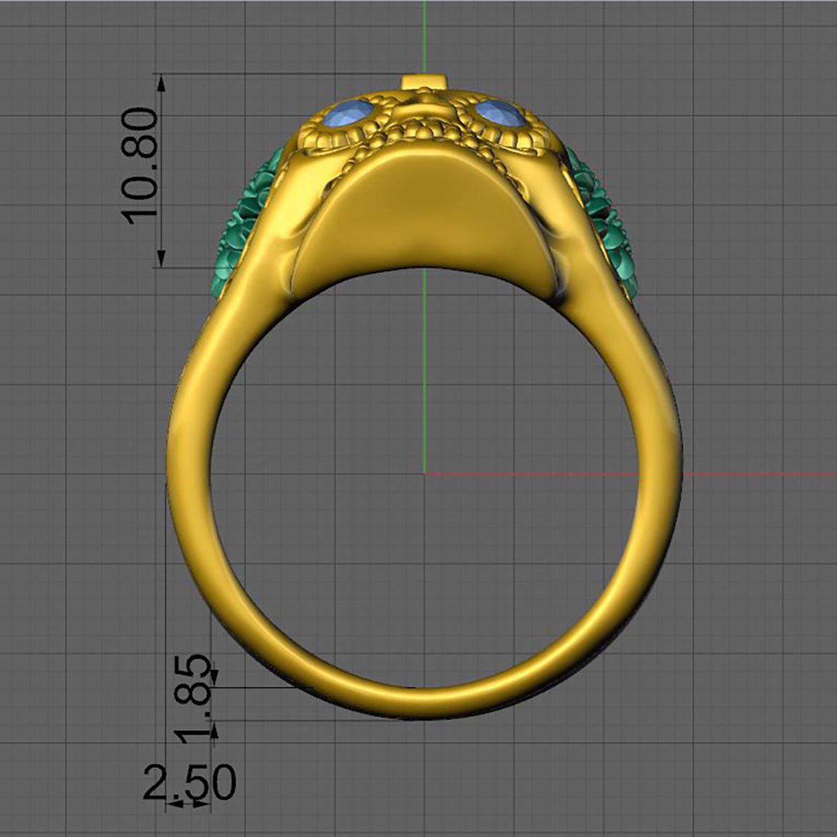 Skull ring 3DM STL OBJ model for 3D printing and CNC 3D print model_2