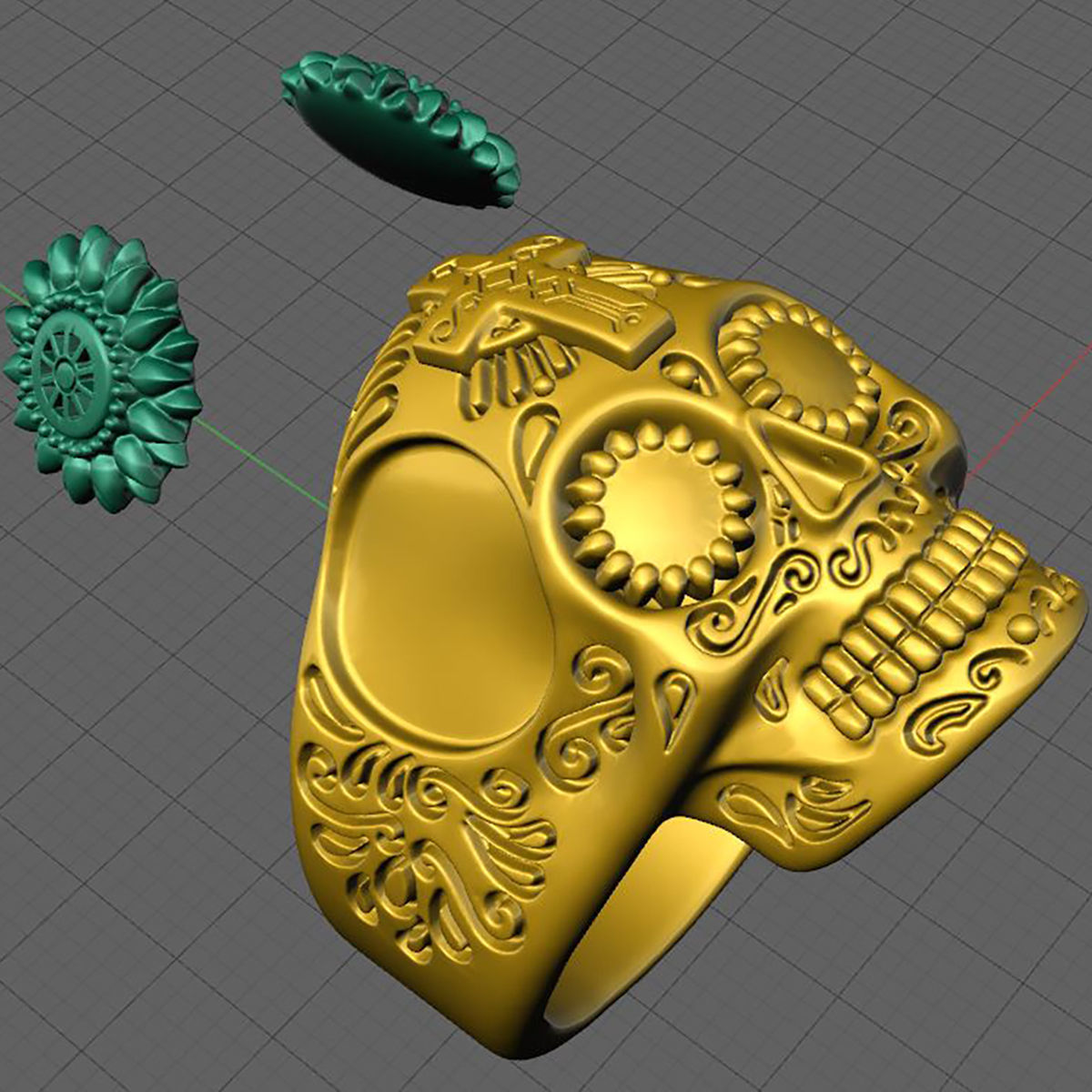 Skull ring 3DM STL OBJ model for 3D printing and CNC 3D print model_6