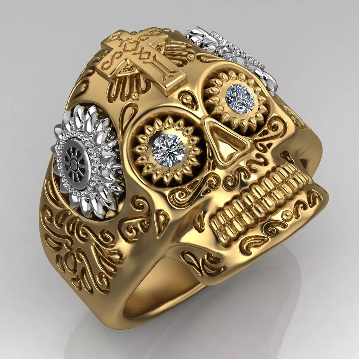 Skull ring 3DM STL OBJ model for 3D printing and CNC 3D print model_0