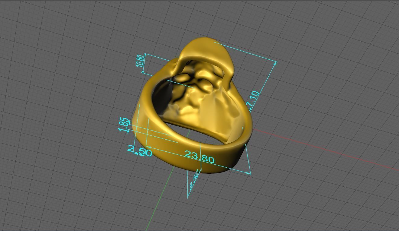 Skull ring 3DM STL OBJ model for 3D printing and CNC 3D print model_7