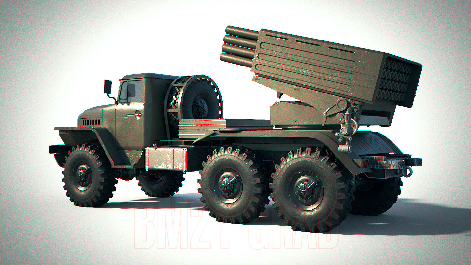 BM-21 Grad PBR Low-poly 3D model_1