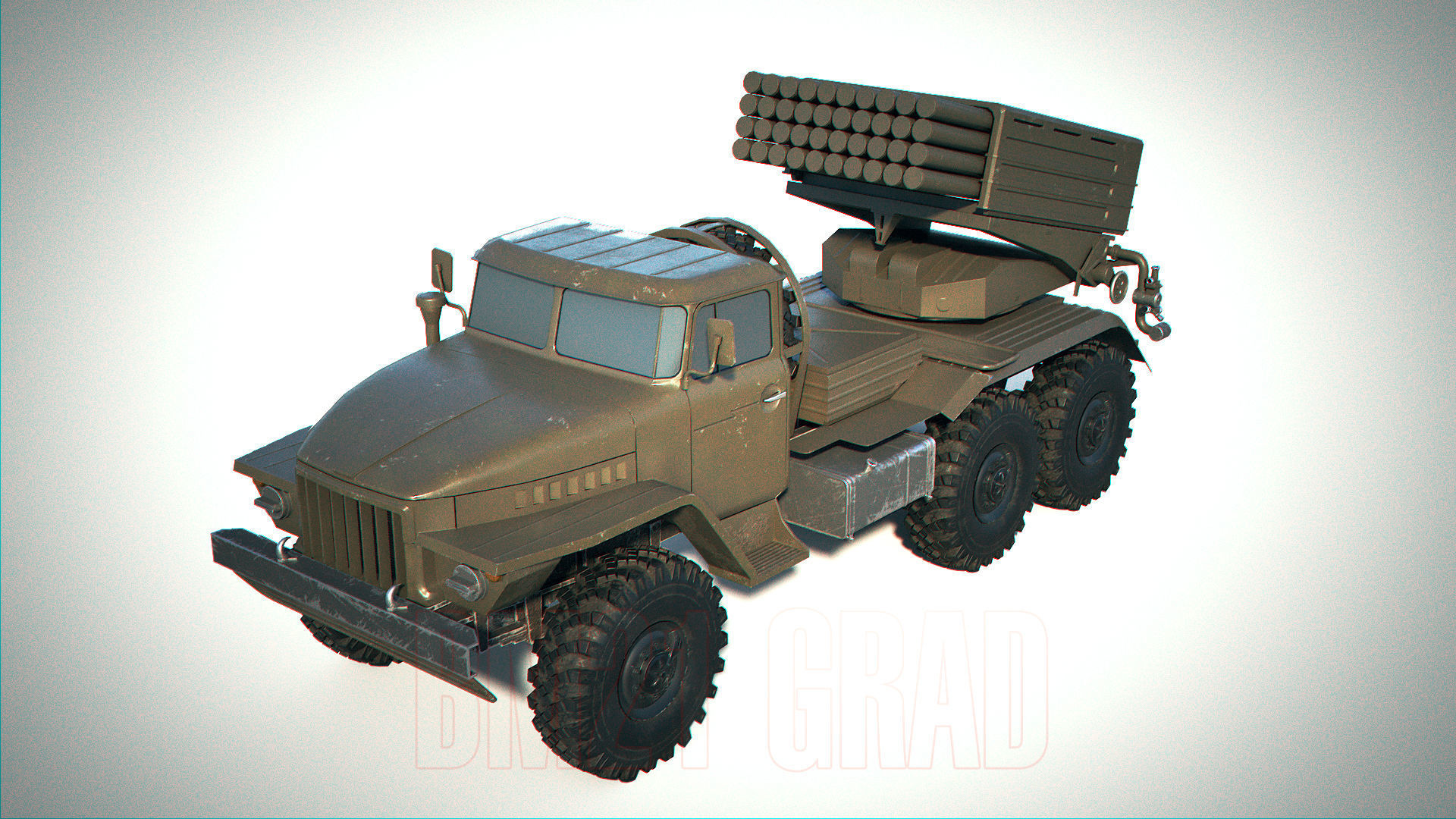 BM-21 Grad PBR Low-poly 3D model_2