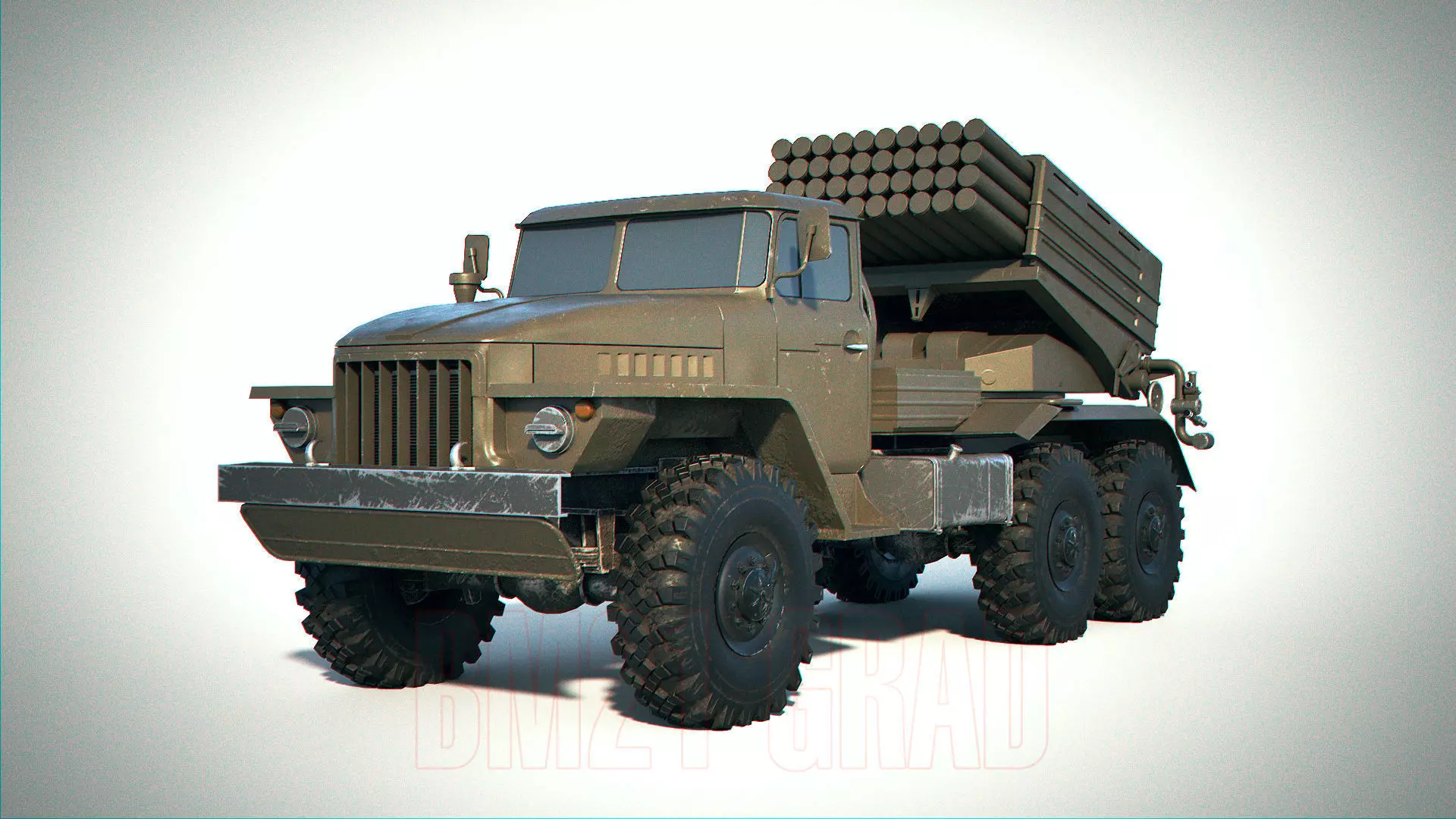 BM-21 Grad PBR Low-poly 3D model_0