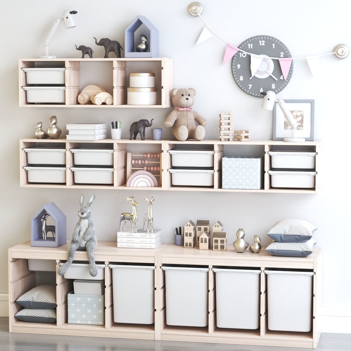 TROFAST childrens furniture and toys set 3D model_3