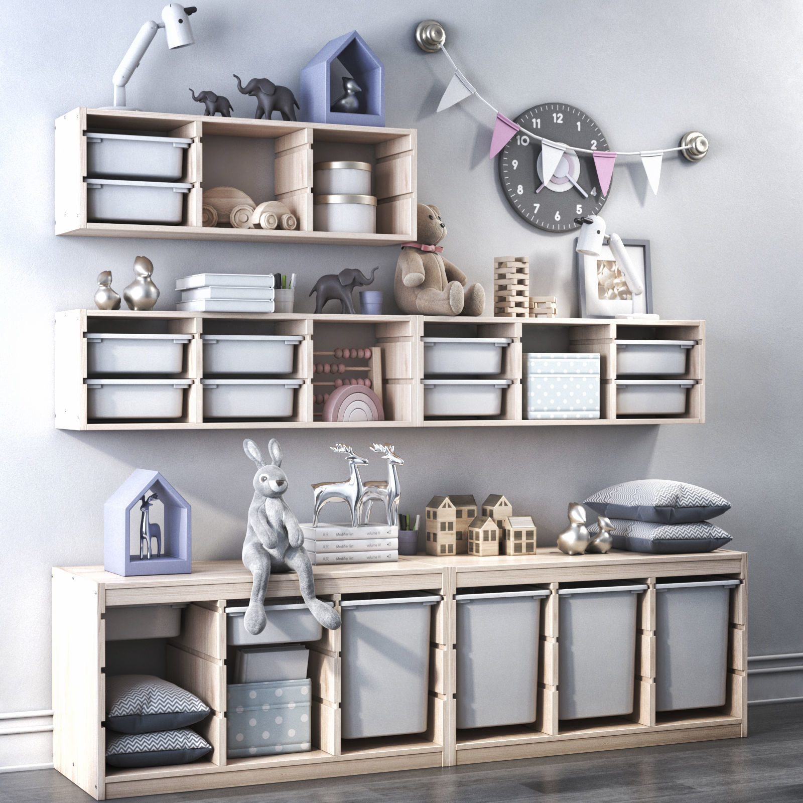 TROFAST childrens furniture and toys set 3D model_1